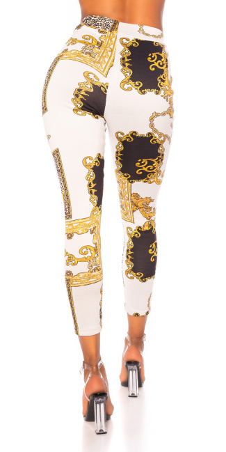 SportySlim Pants with Chain Pattern/ Thermo White